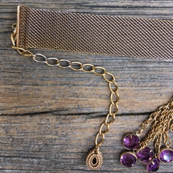 "Goldette" Mesh Drop Crystal Choker & Earrings - Picture 5 of 7